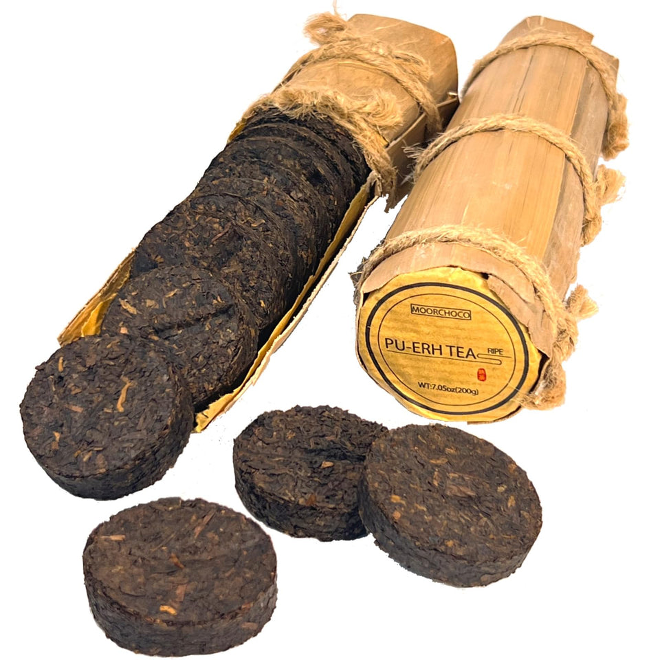 MOORCHOCO Chinese ripe puerh mini cake in bamboo tube preserves freshness