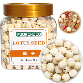 MOORCHOCO dried lotus seeds in a bowl, ideal for soups.