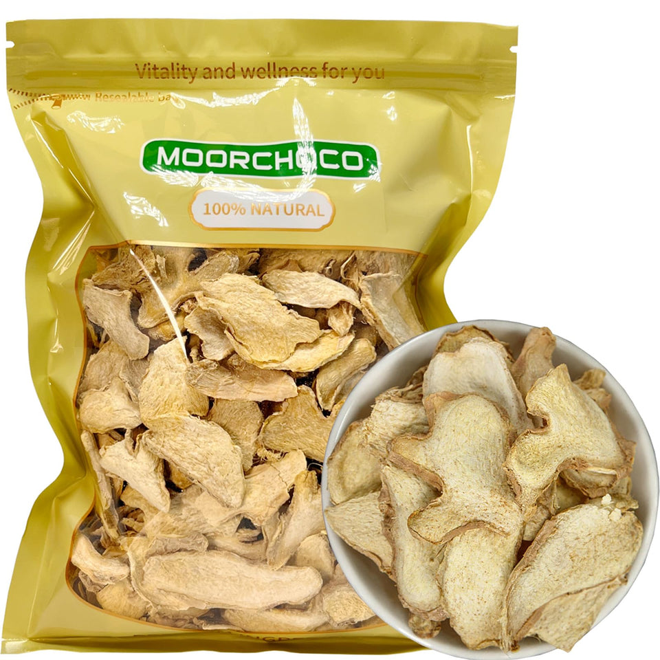 MOORCHOCO Premium Ginger Root Slices in a 1lb bag for fragrant tea