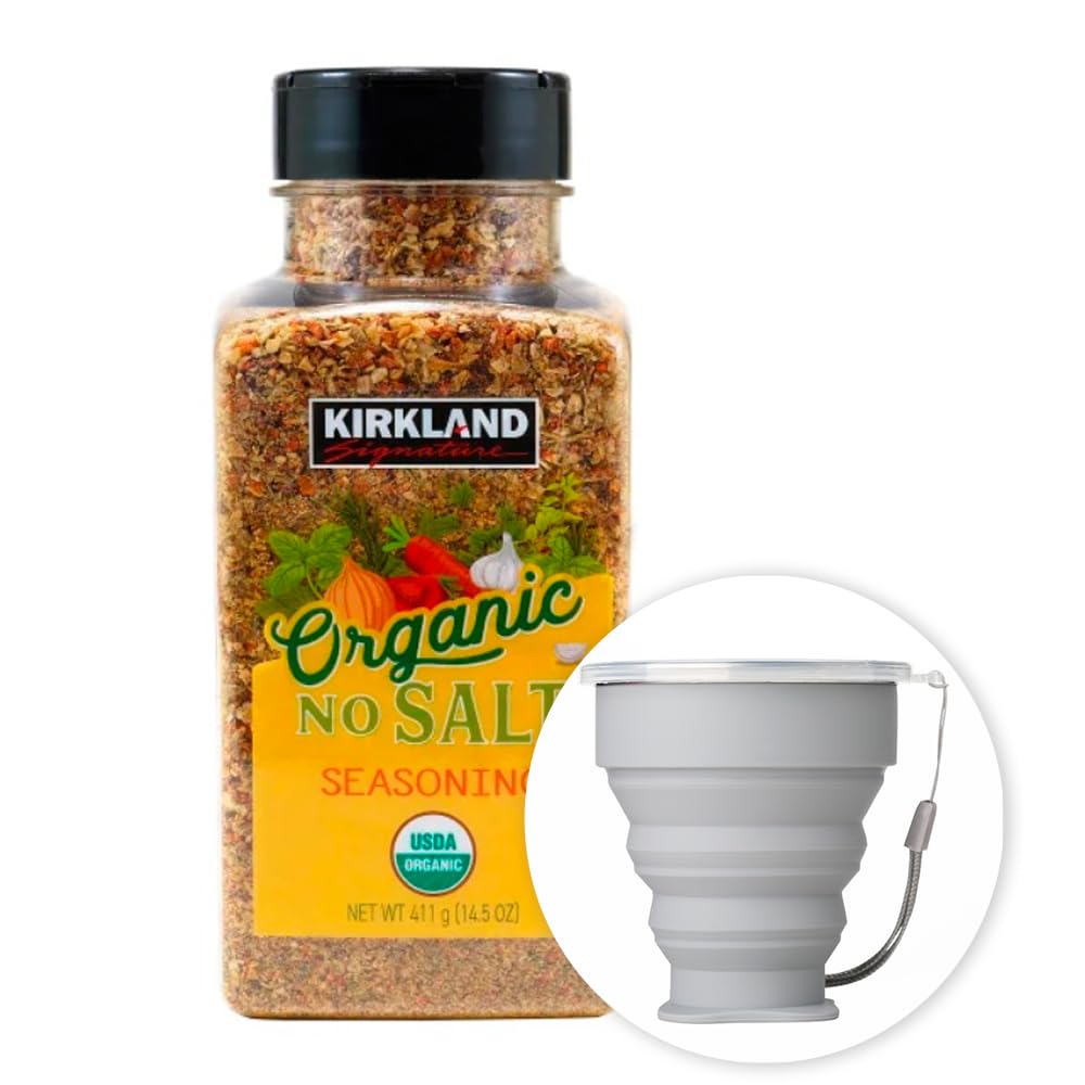 MORALZA Kirkland No-Salt Seasoning bottle front view highlighting the organic blend and spices