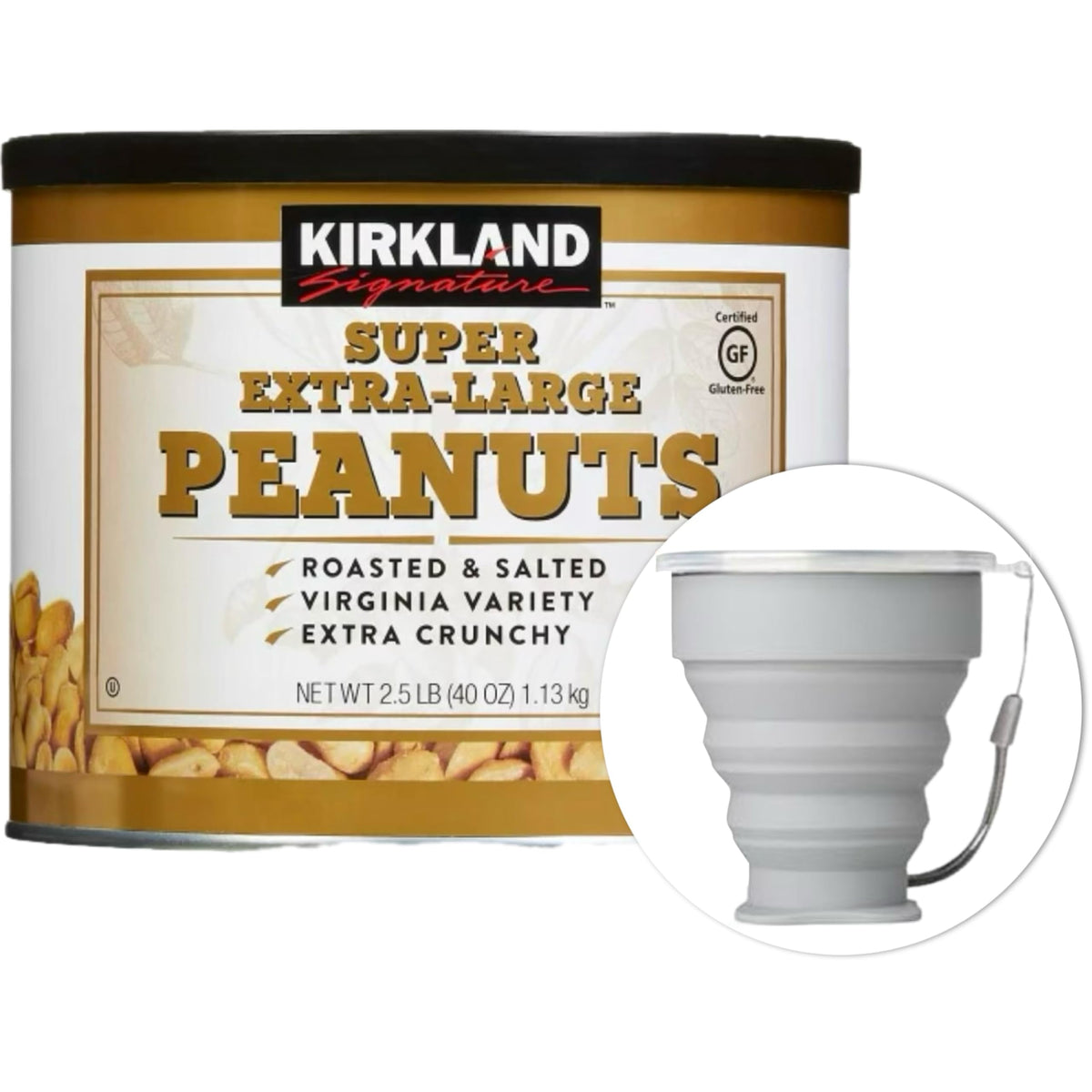 MORALZA Kirkland peanuts bundle for on-the-go snacking and a reusable cup