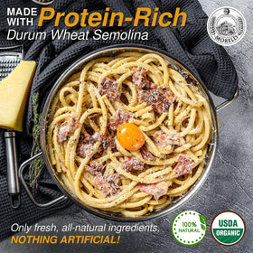 Morelli durum wheat semolina ingredients display authentic Italian pasta quality