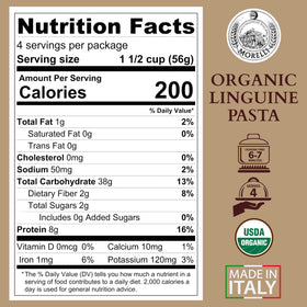 Morelli organic black pasta linguine uncooked bundles ideal for elevated dinners.