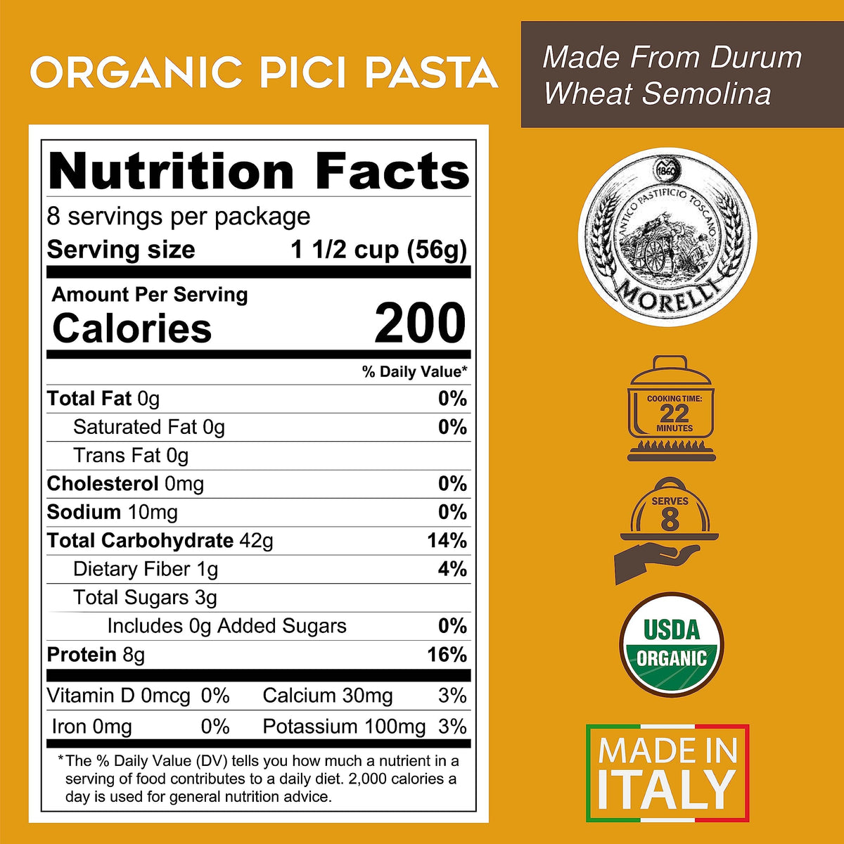 Morelli Pici nests with durum wheat semolina, showcasing rich aroma and hearty bite