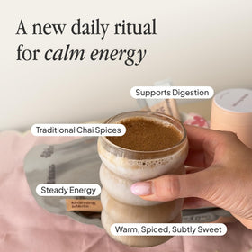 Morning Made chai latte powder spoon dispense for measured convenience