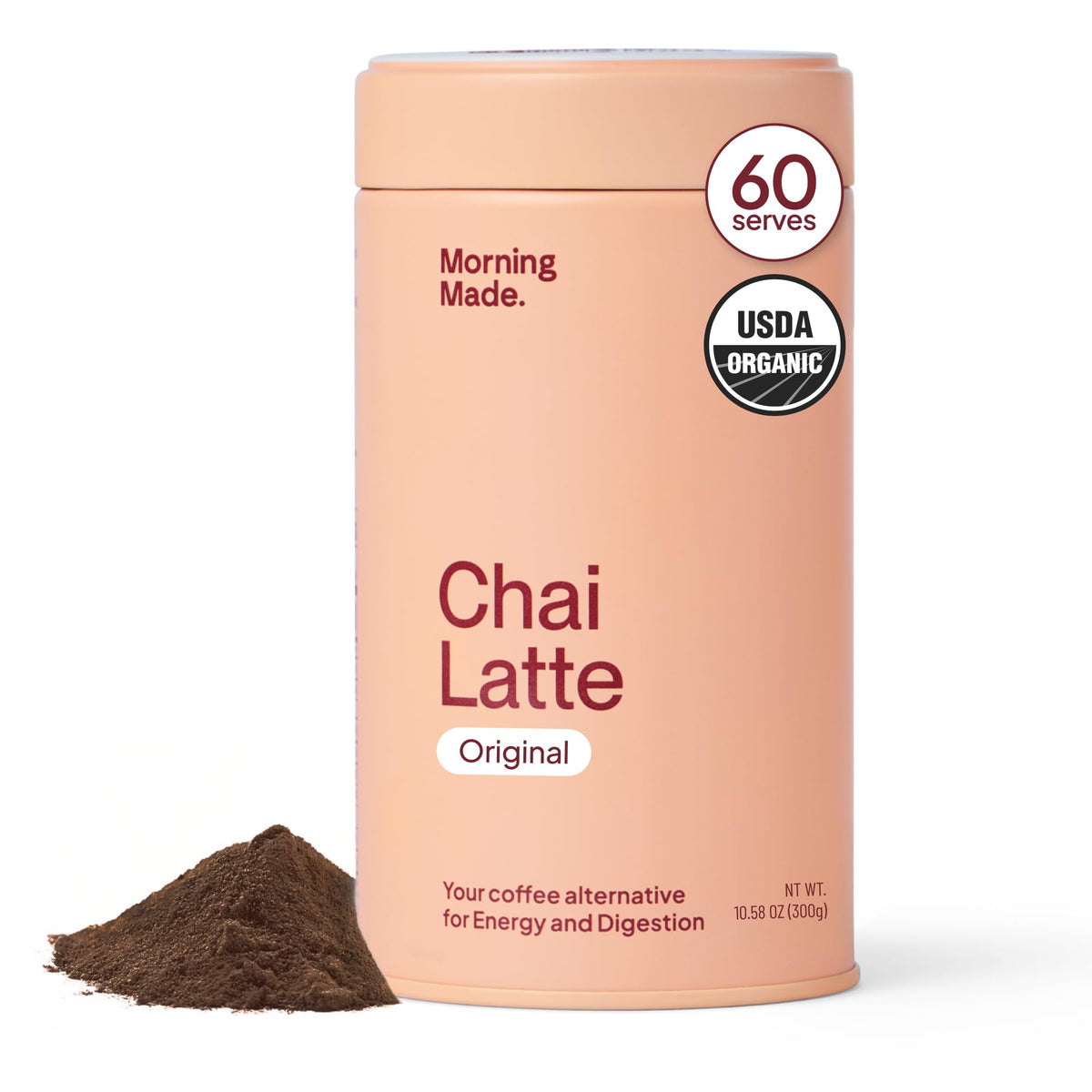 Morning Made Original Chai Latte Powder Tin with premium blend aroma for cozy lattes