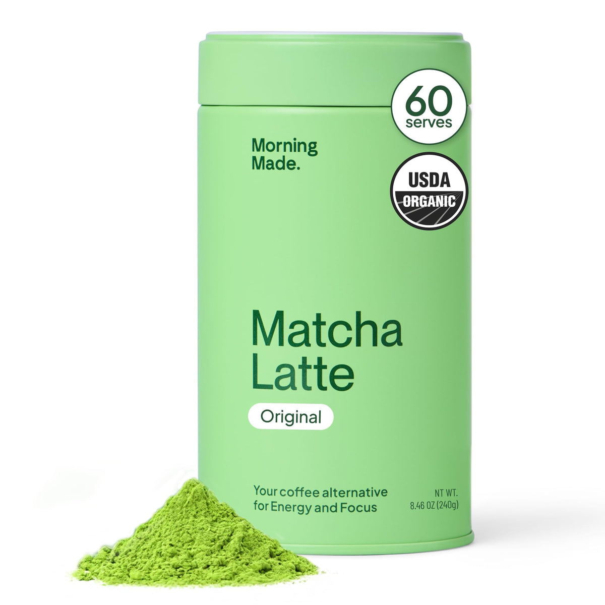 Morning Made ceremonial matcha tin seal keeps powder fresh between uses.