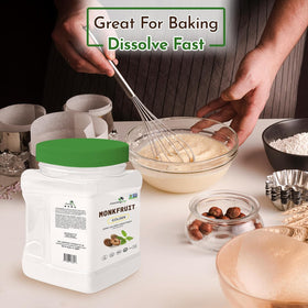 Morning Pep Monk Fruit Sweetener dissolves easily in hot coffee or tea.