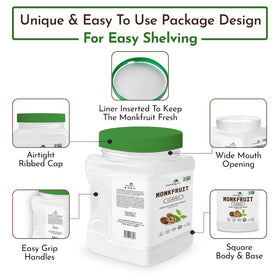 Morning Pep Monk Fruit Sweetener tea mug highlights zero calorie sweetness with natural monk fruit