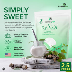 Morning Pep Birch Xylitol scoop ready for precise baking sweetness