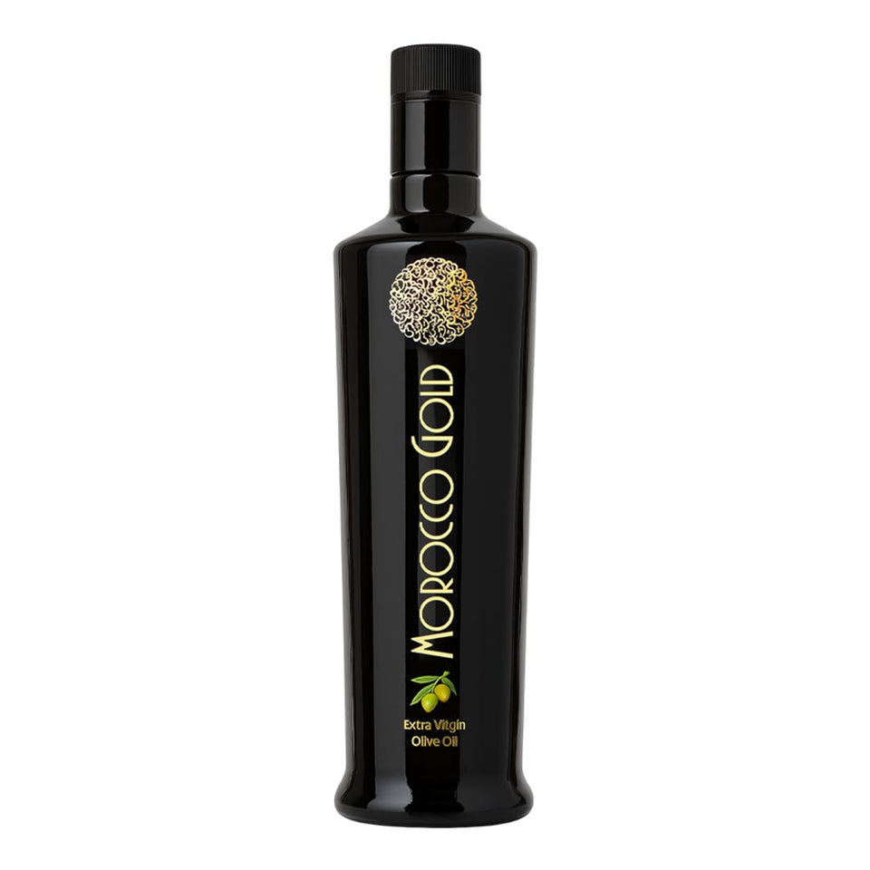 Morocco Gold bottle-pour: smooth drizzle for salads and finishing dishes.