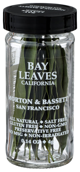 Morton & Bassett California Bay Leaves jar enhances soup flavor with a bold, fragrant note.