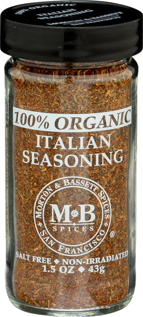 Morton & Bassett Italian Organic Seasoning bottle for richer pasta sauces.