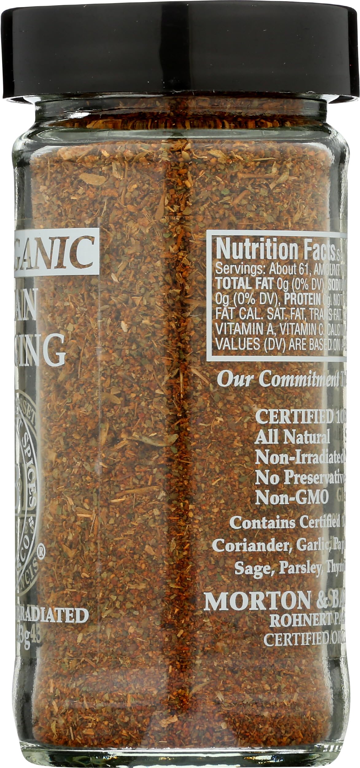 Morton & Bassett seasoning on a counter with fresh herbs.