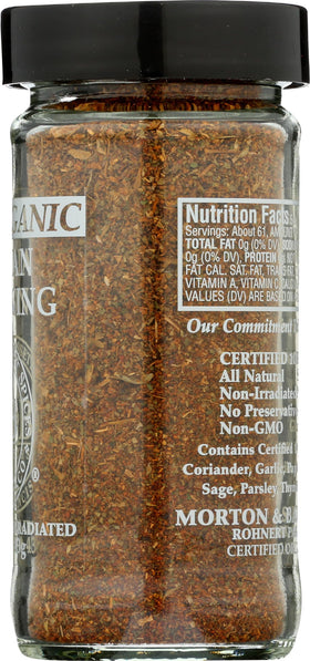 Morton & Bassett seasoning on a counter with fresh herbs.