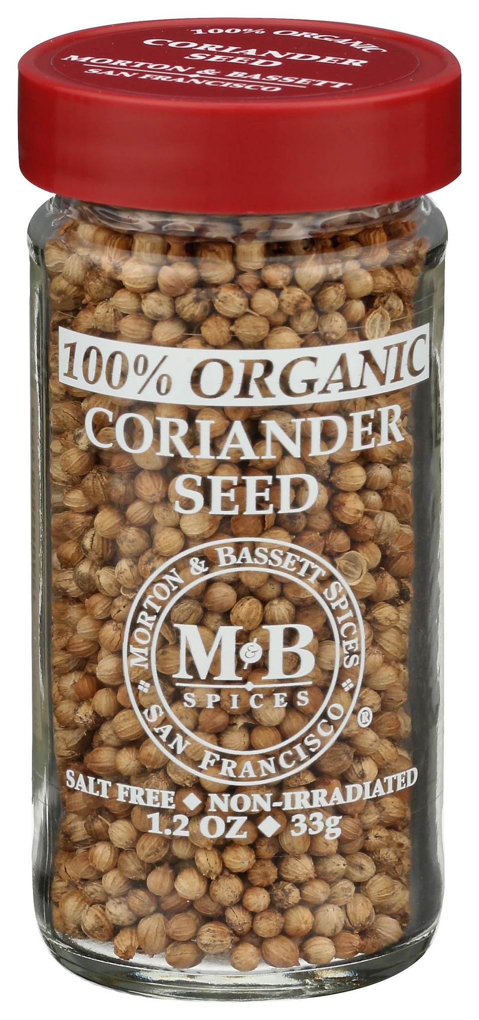Morton & Bassett Organic Coriander Seed front label showing organic spice option