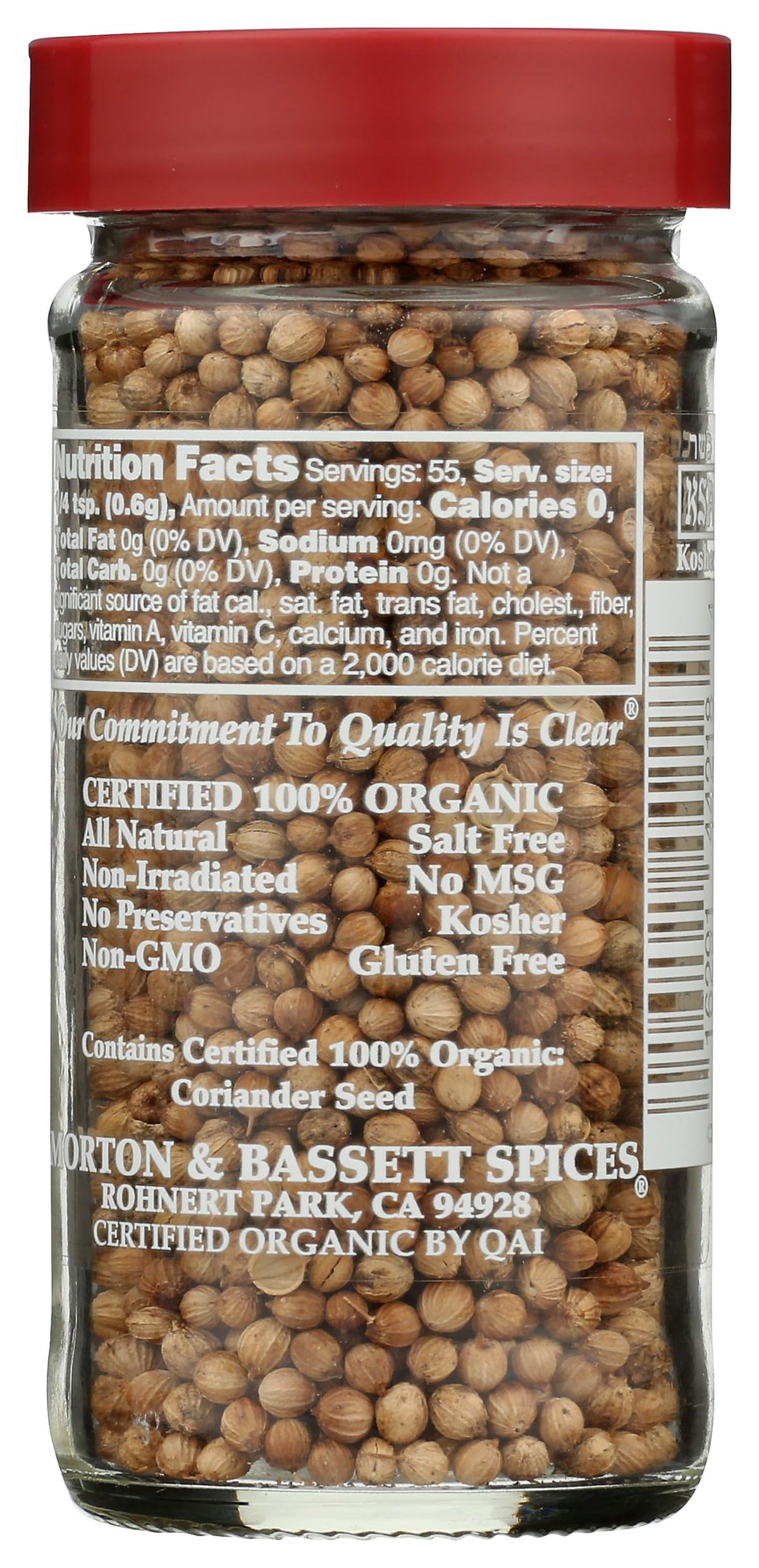 Morton & Bassett Organic Coriander Seed packaging on shelf signals premium quality