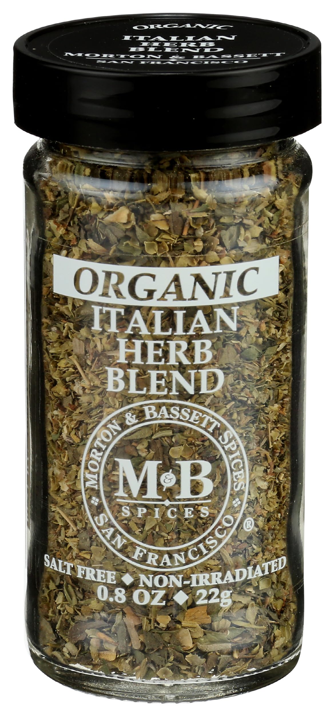 Morton & Bassett Organic Italian Herb Blend bottle front enhances pasta sauces and vegetables.