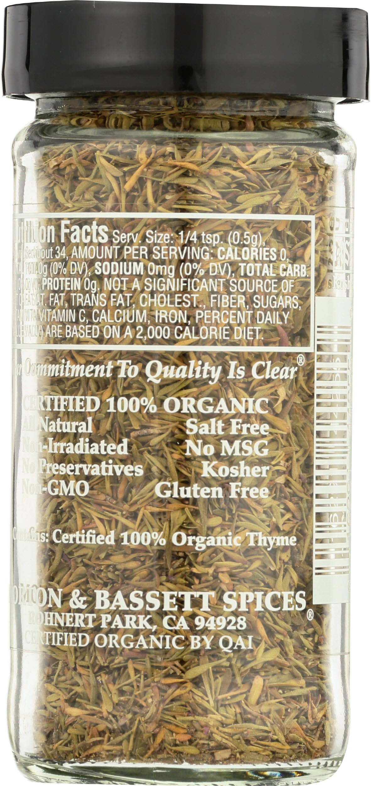 Morton & Bassett Thyme Organic label front signals all natural herbs for vibrant meals.