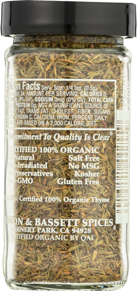 Morton & Bassett Thyme Organic label front signals all natural herbs for vibrant meals.