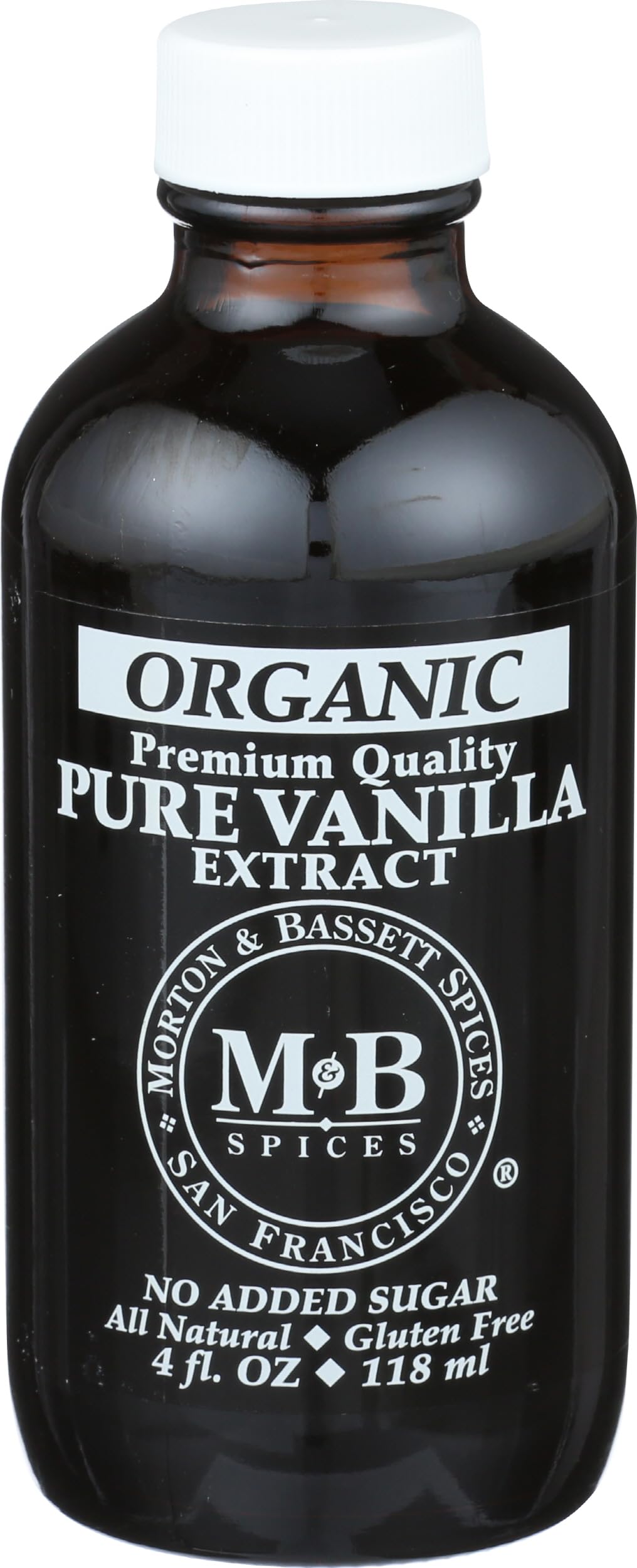 Morton & Bassett Organic Pure Vanilla Extract bottle shows premium bourbon vanilla for baking
