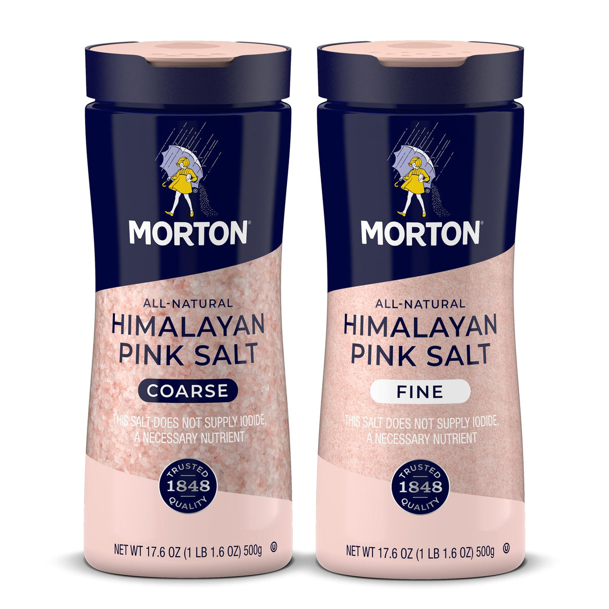 Morton Himalayan Pink Salt fine in bottle for versatile baking seasoning