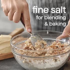 Morton iodized Himalayan pink salt fine grains in a shaker.
