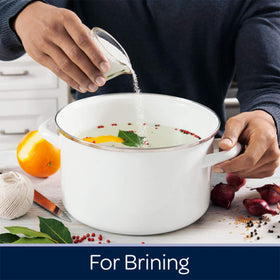 Morton Kosher Salt coarse 4-pack box showcases versatile cooking staples.