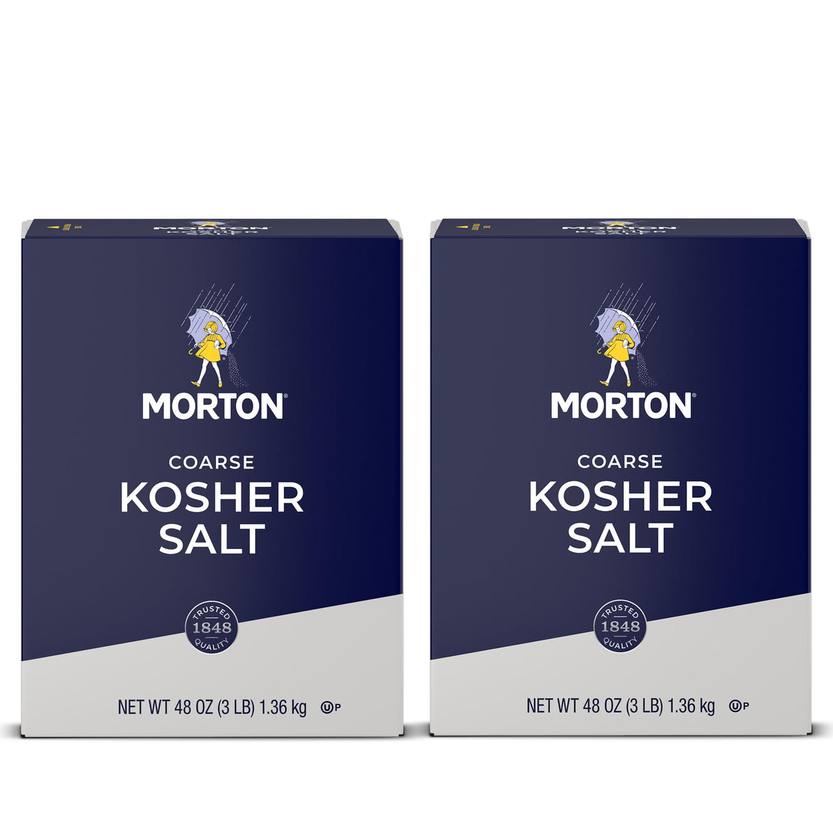 Morton Kosher Salt coarse crystals close-up showing flaky texture for easy pinching.
