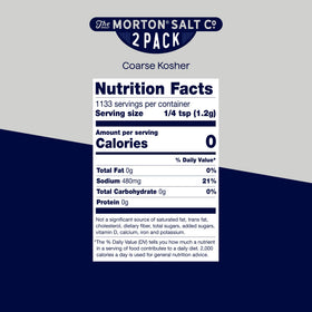 Morton Kosher Salt coarse crystals being pinched for precise seasoning.