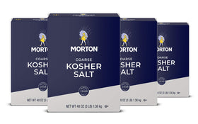 Morton Kosher Salt coarse jar on the counter fuels flavorful cooking with easy dose control.