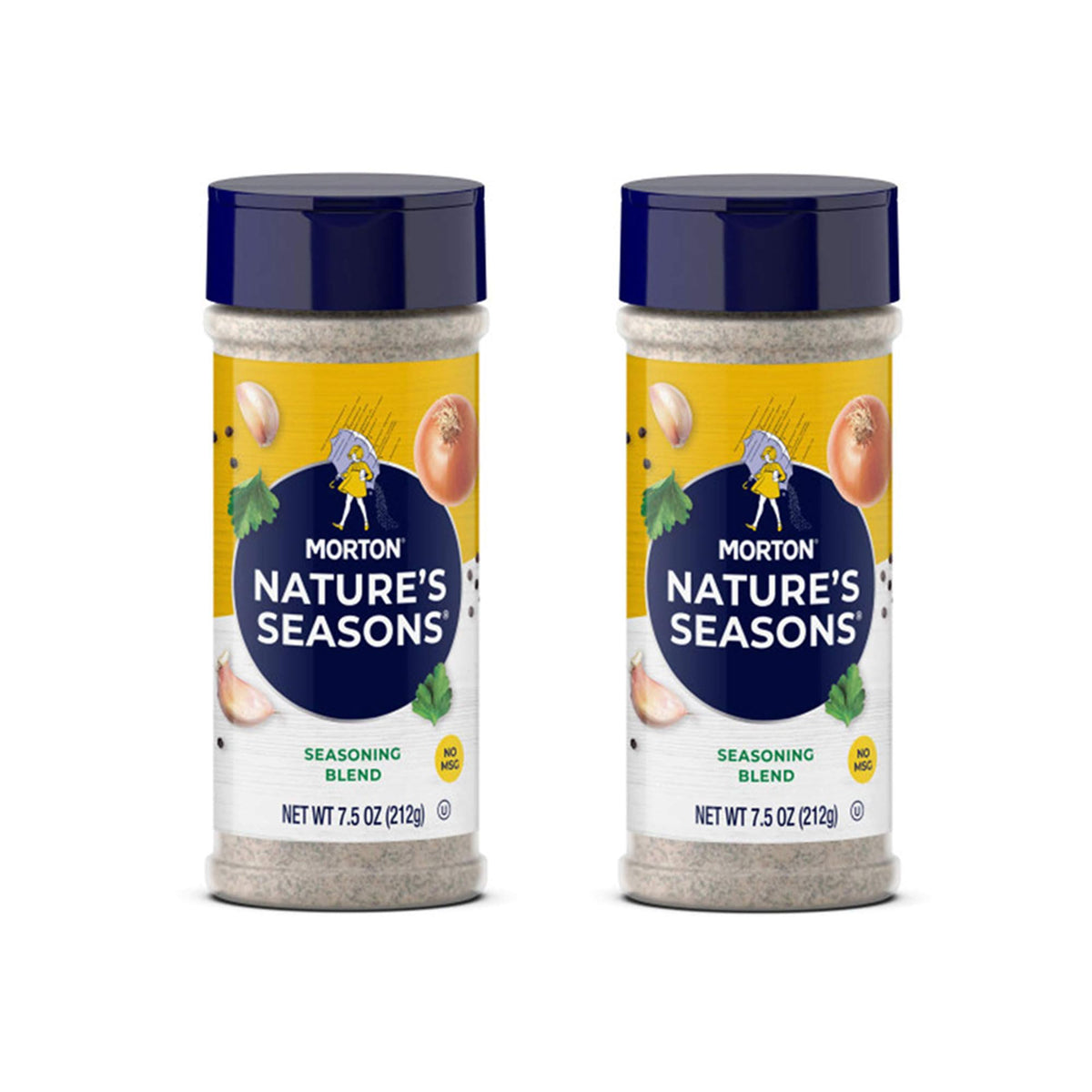 Morton Nature's Seasons seasoning bottle, top view, ready to elevate chicken, fish, or vegetables.
