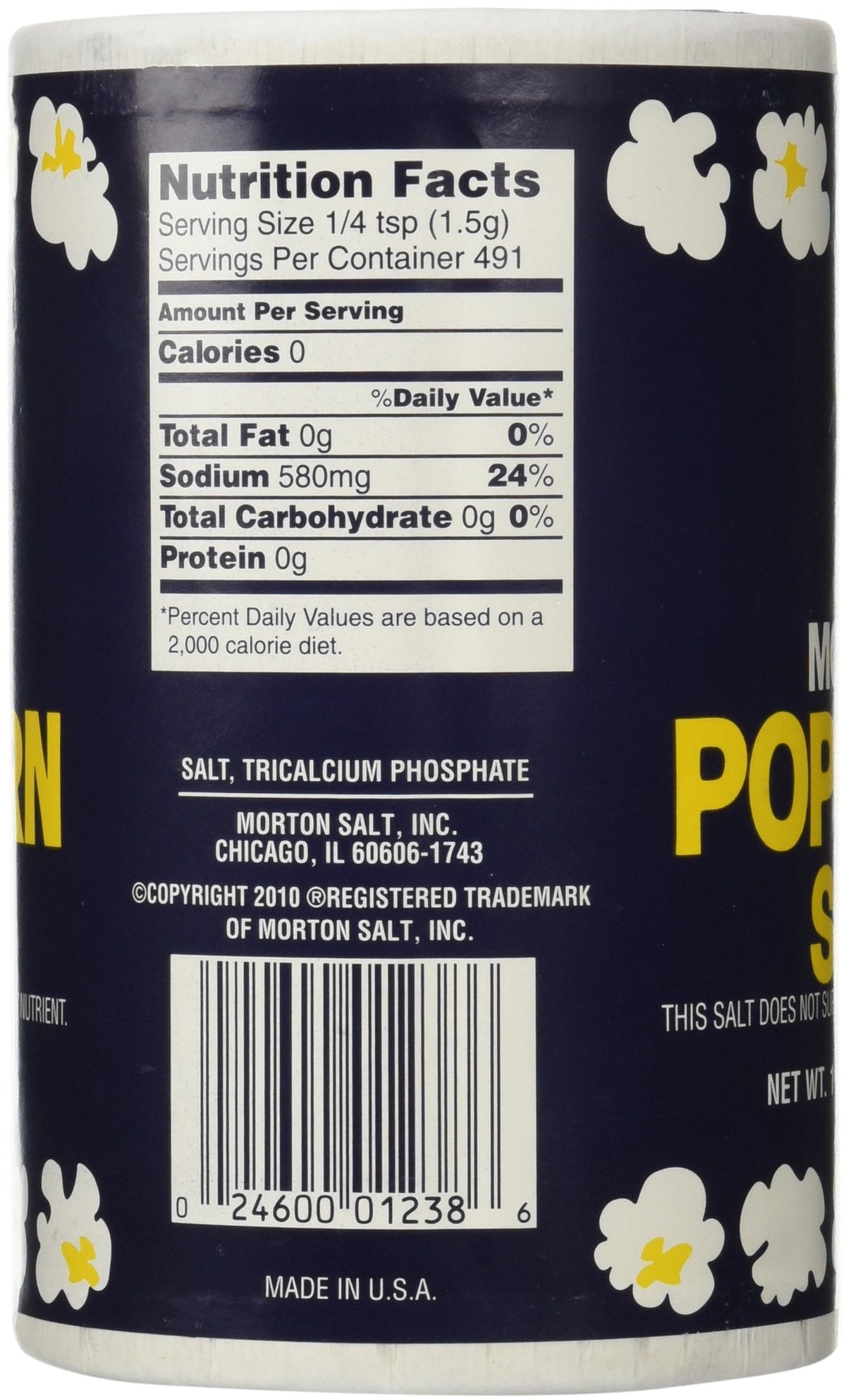 Close-up of Morton popcorn salt texture showing coat-ready grains for nachos.