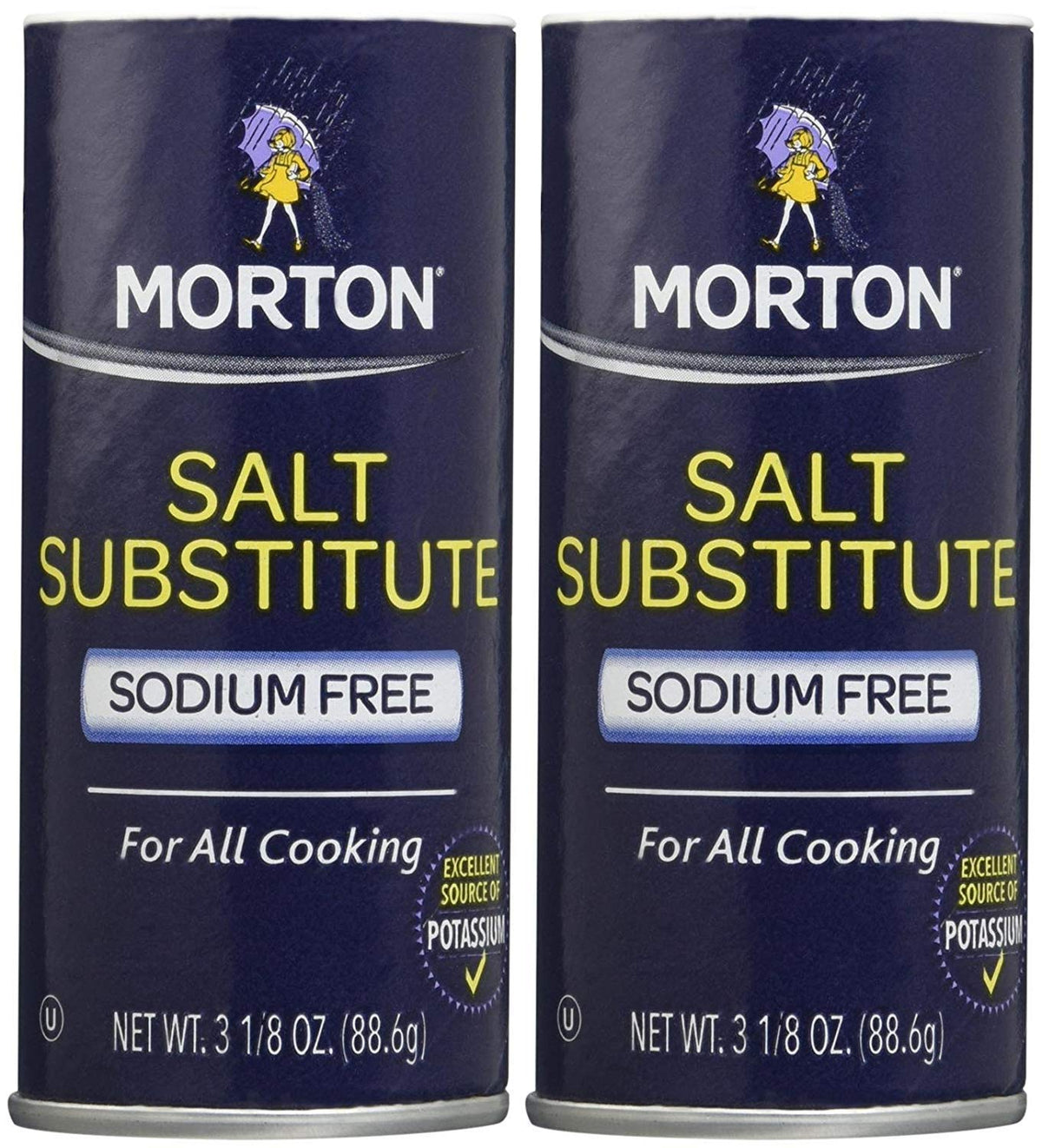 Morton Salt Substitute 4-pack bottle for versatile seasoning with less sodium