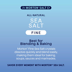 Morton All-Natural non-iodized sea salt label highlighting no additives.