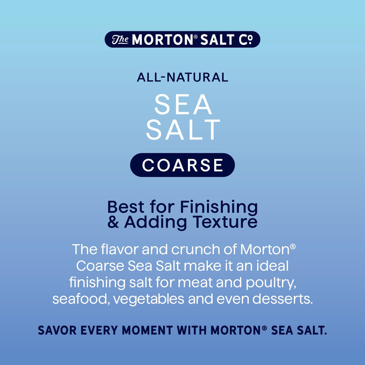 Morton Sea Salt shaker lid showcases easy pouring and measuring.
