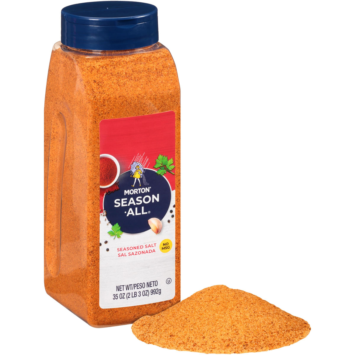 Morton Season-All Club spice blend image highlights paprika, pepper, onion, and garlic notes.