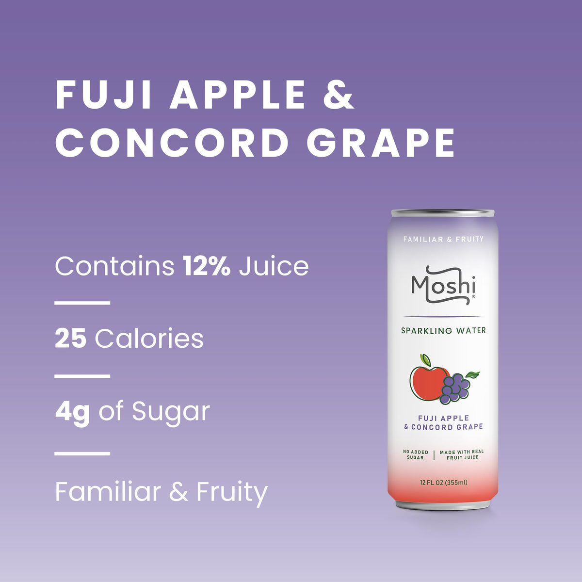Moshi No Added Sugar label on can suggests a cleaner, real-fruit hydration option
