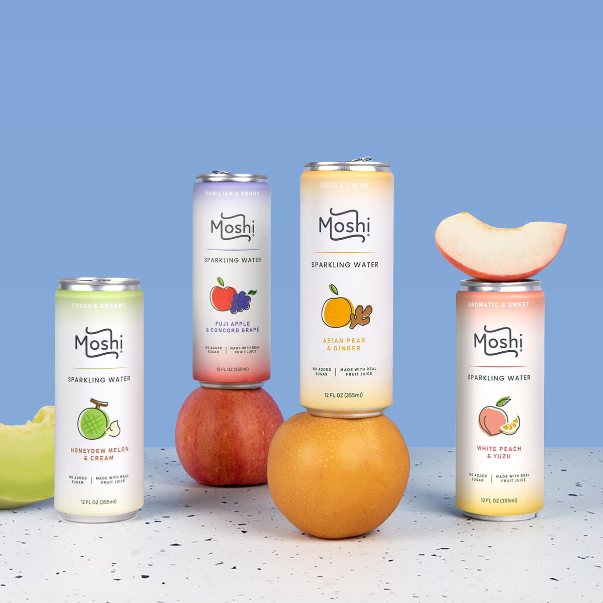 Moshi vegan and OU Kosher certification badge reinforcing inclusive beverage options