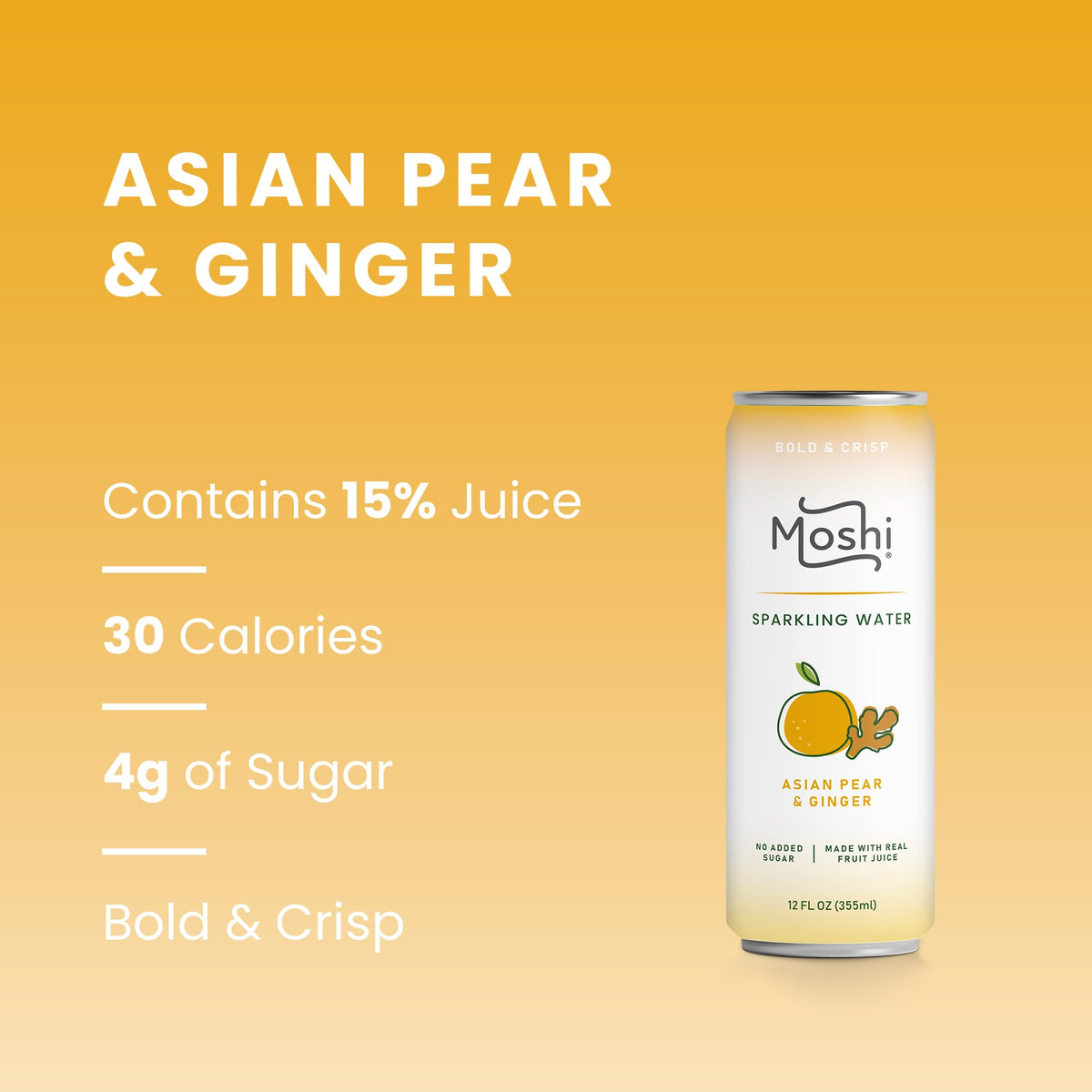 Moshi White Peach and Yuzu sparkling can, refreshing fruit-forward option for afternoon sips