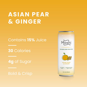 Moshi White Peach and Yuzu sparkling can, refreshing fruit-forward option for afternoon sips