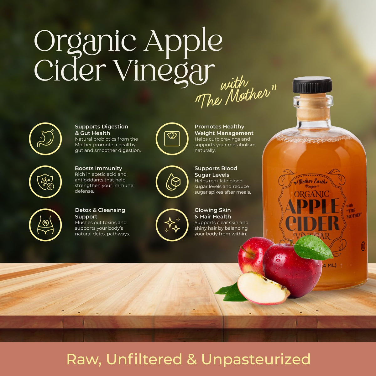 Mother Earth ACV with The Mother visible, signaling authentic fermentation.