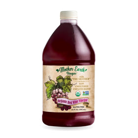 Mother Earth Organic Red Wine Vinegar bottle, ideal for dressings and marinades.