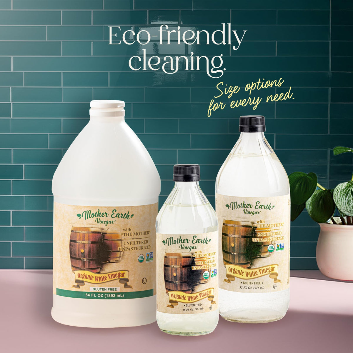 Natural cleaning solution from Mother Earth Vinegar for surfaces.