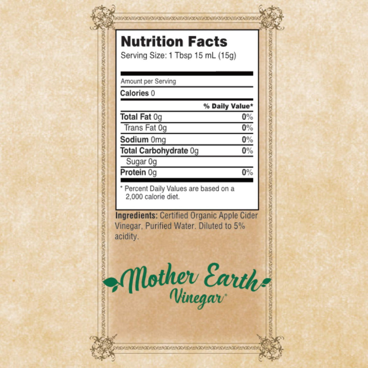 Pour-ready bottle of Mother Earth Vinegar used in dressings