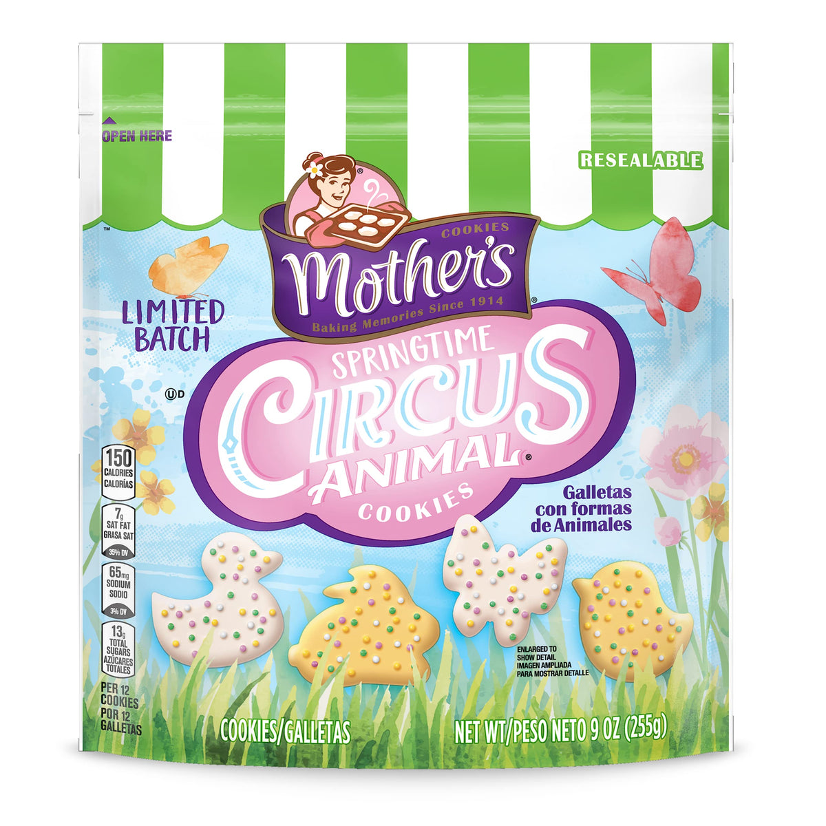 Mother's Spring Time Circus Animals butterfly cookie with pastel icing, ideal for celebrations