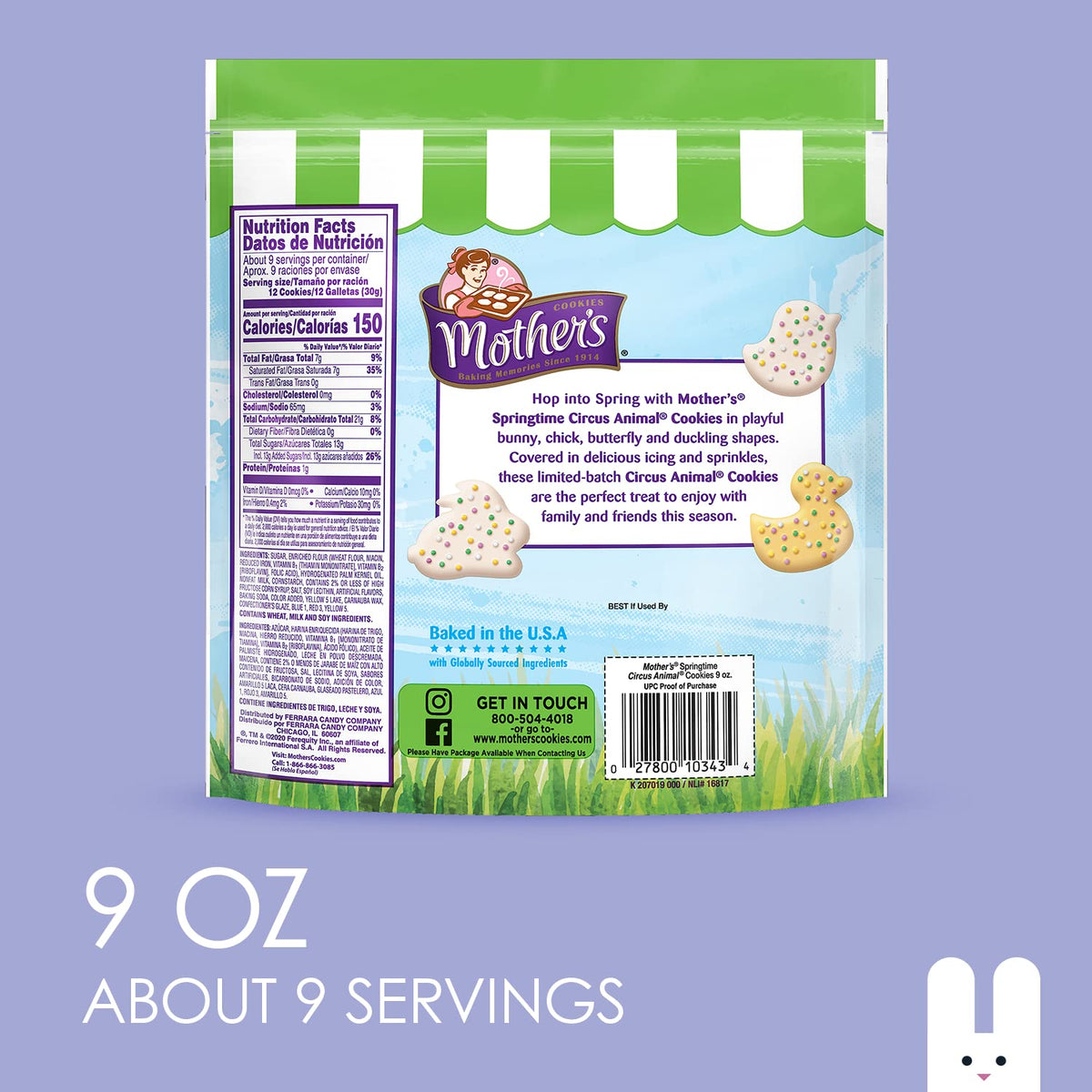 Mother's Spring Time Circus Animals cookie packaging, ready for gifting or party favors