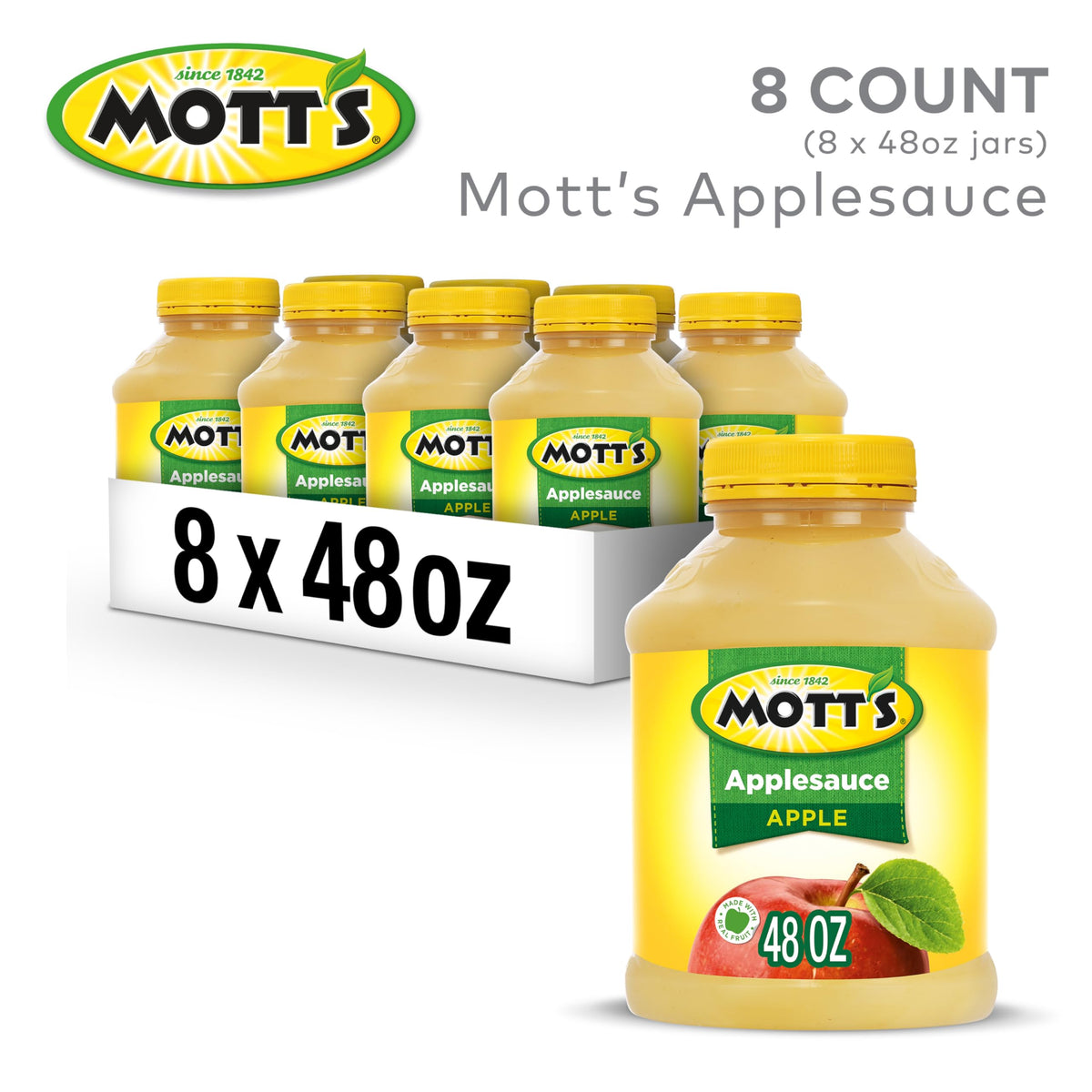 Mott's Applesauce 48 oz jar nutrition panel highlights Vitamin C.