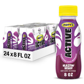 Mott's Active Blastin' Berry bottle front shows refreshing hydration for active kids