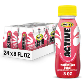 Mott's Active Watermelon Burst bottle front showing refreshing hydration on the go.
